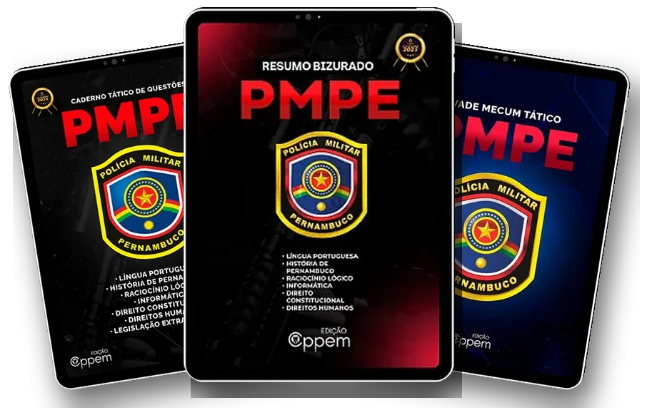 Materiais do Combo PMPE: Caderno Tático de Questões, Apostila Resumo Bizurado e Vade Mecum Tático